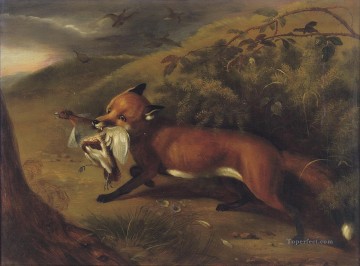 The fox with a partridge Philip Reinagle animals Oil Paintings